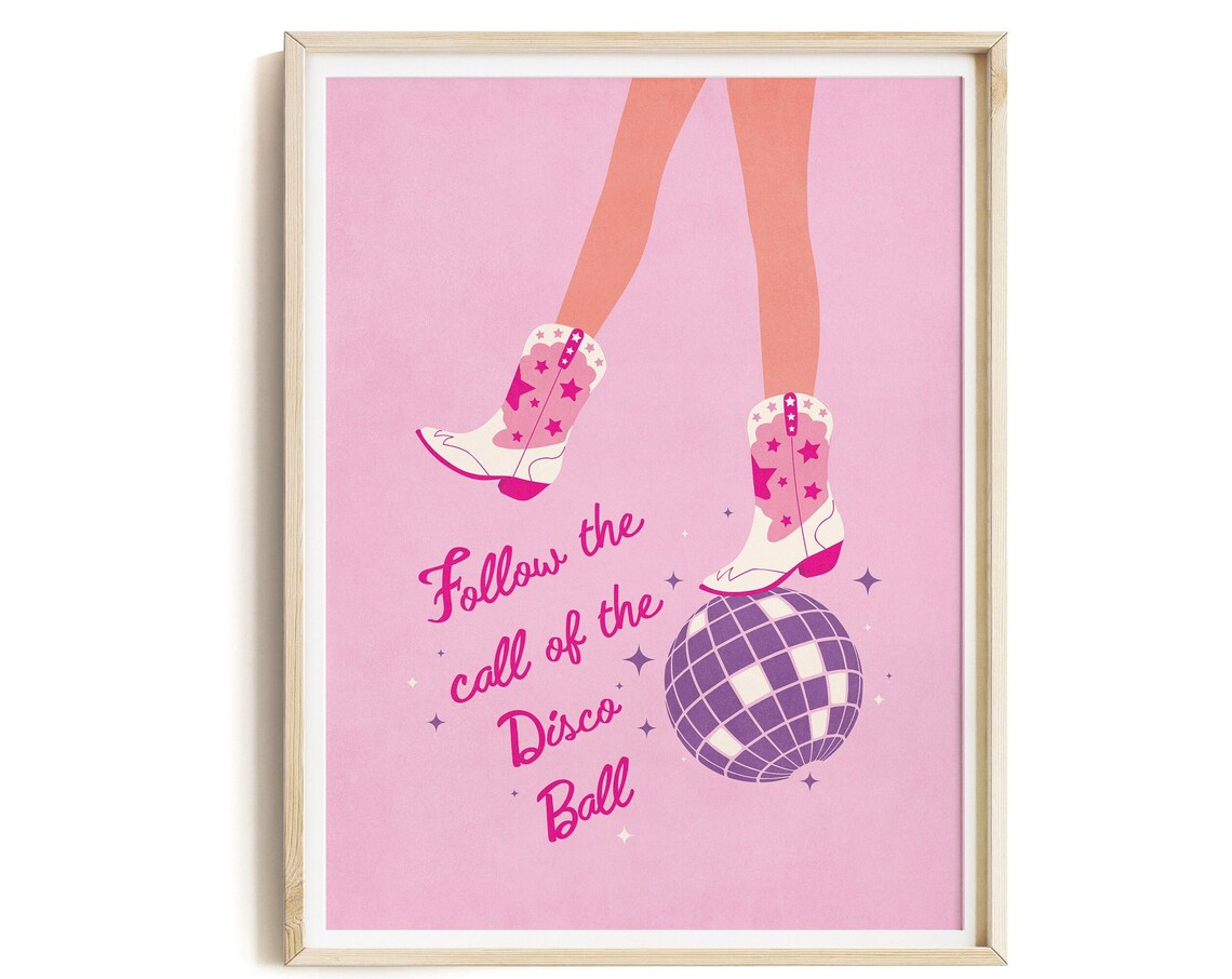Disco Bachelorette Cowgirl Poster Pink Aesthetic Poster Preppy Decor Doll Poster Aesthetic Wall Art Disco Cowgirl Trendy Print - Image 3