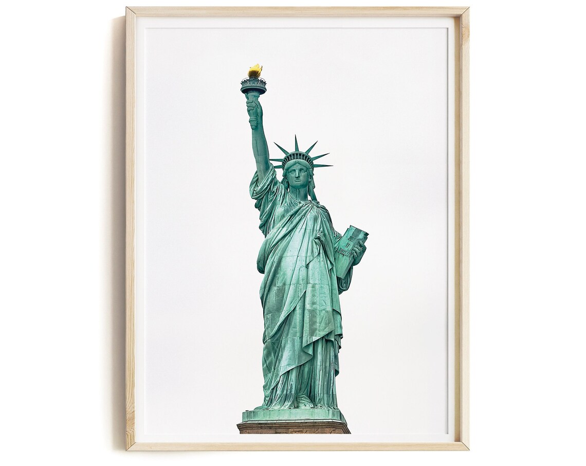Statue of Liberty Minimalist White Background Photography Print