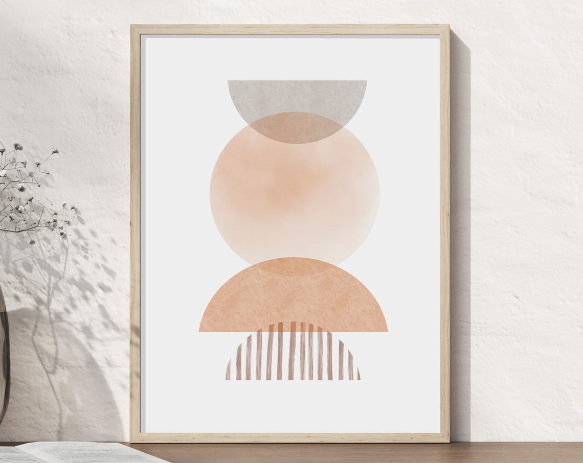 Earth Tone Circle Semicircle Abstract Beige Neutral Modern Print - Image 3