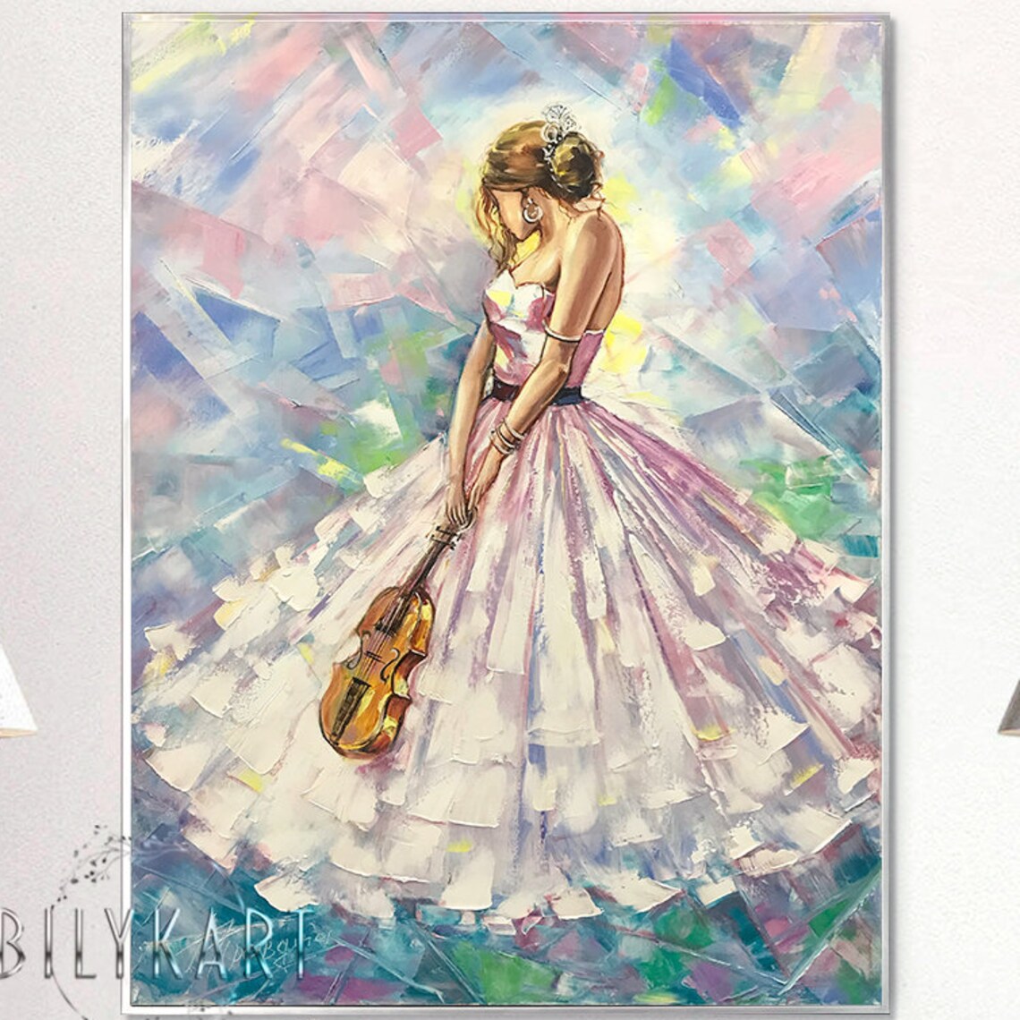 Abstract Violinist Woman Art Print, Musical Portrait