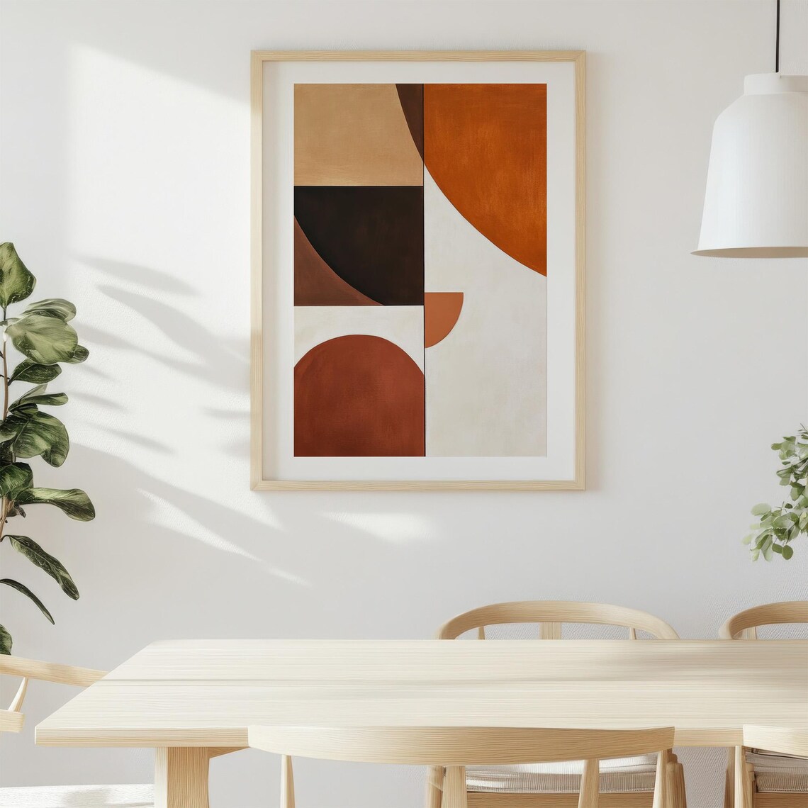 Terracotta And Beige Geometric Abstract Modern Mid Century Art Poster - Image 3