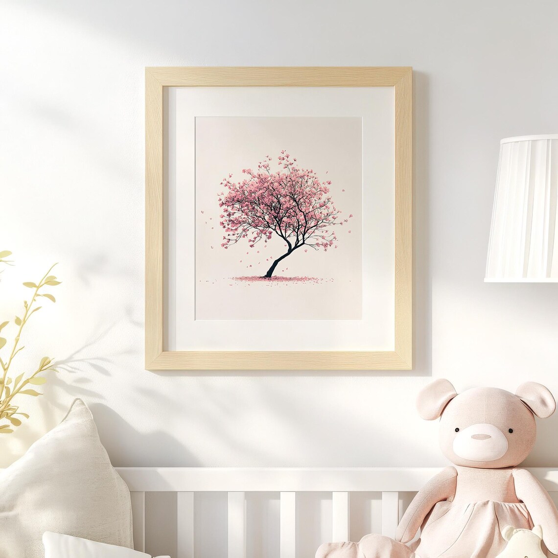 Pink Cherry Blossom Tree Minimalist Spring Flower Botanical Wall Art - Image 3
