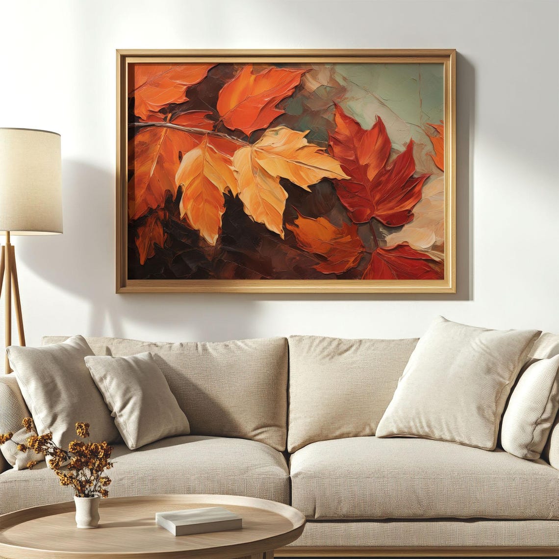 Fiery Orange Maple Leaves Close Up Textured Fall Foliage Poster - Image 5