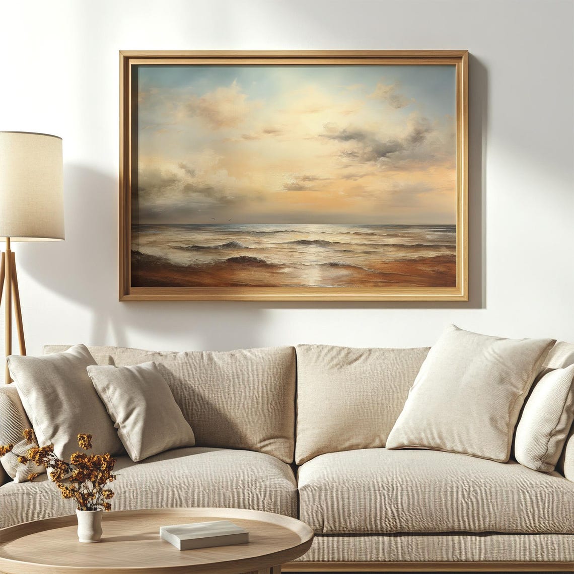 Tranquil Sunset Beach Golden Ocean Waves Serene Seascape Art Poster - Image 4
