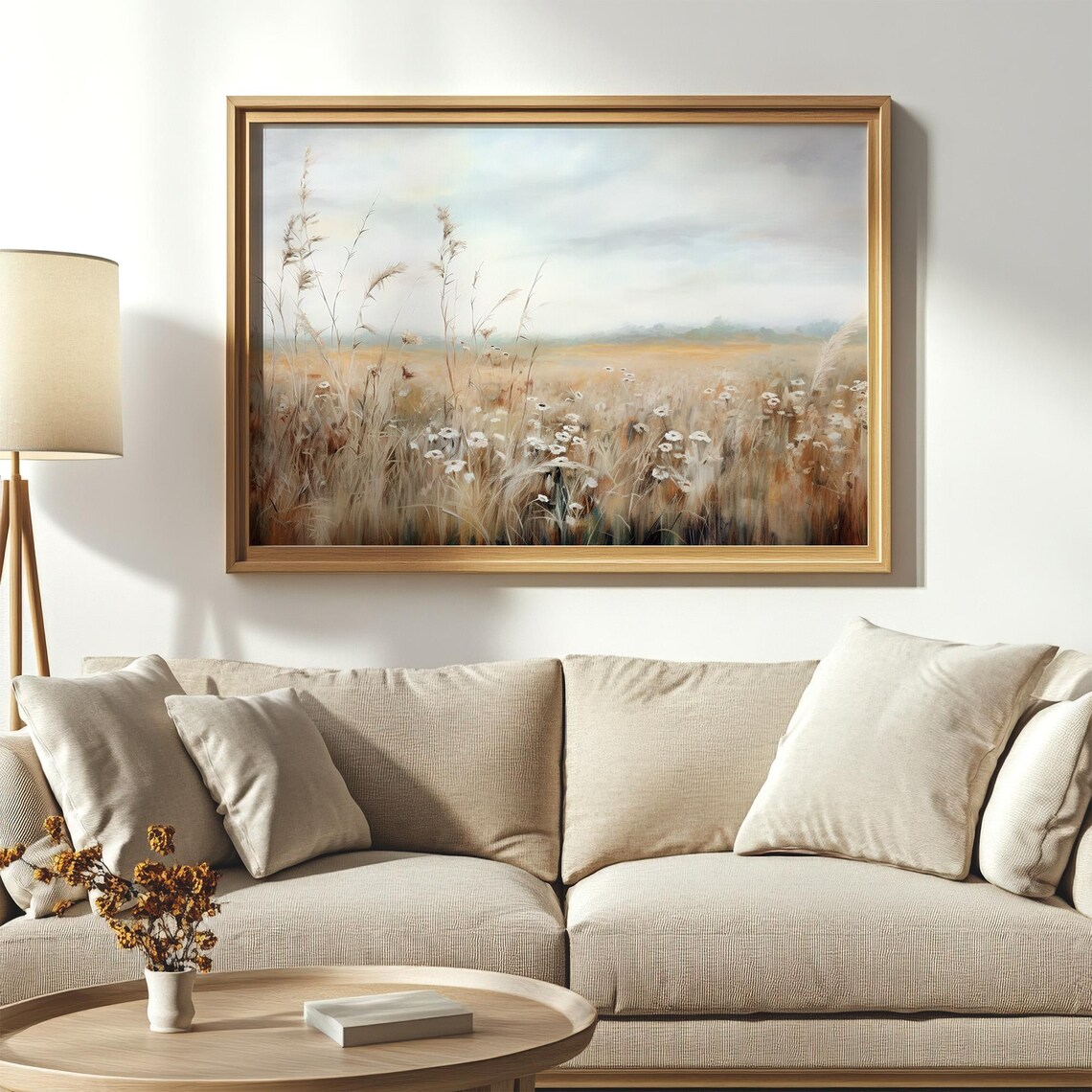 Summer Wildflower Meadow Golden Grasses Soft Floral Landscape Poster - Image 3