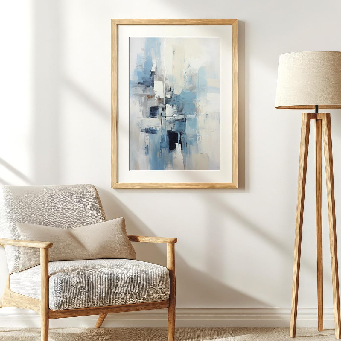 Textured Blue And White Abstract Layers Modern Coastal Art Poster - Image 3