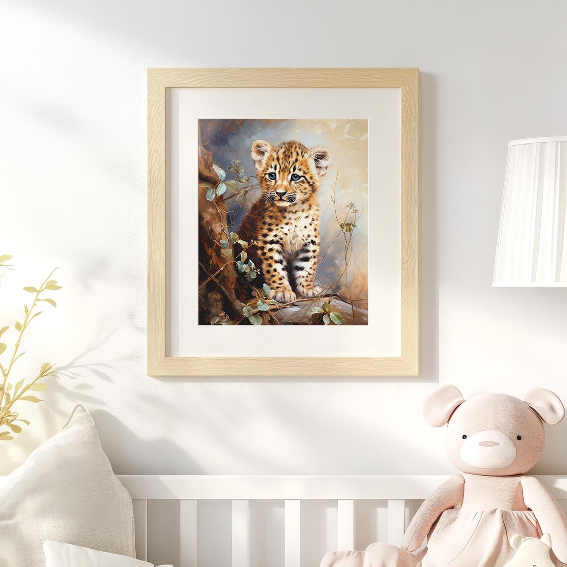Baby Leopard Cub Painting Cute Jungle Nursery Wall Decor Art Poster - Image 4