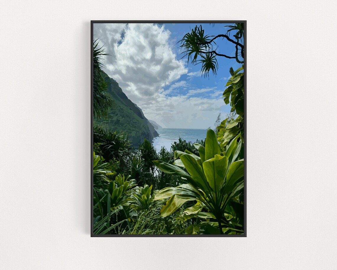 Kauai N Pali Coast Travel Poster, Hawaii Landscape