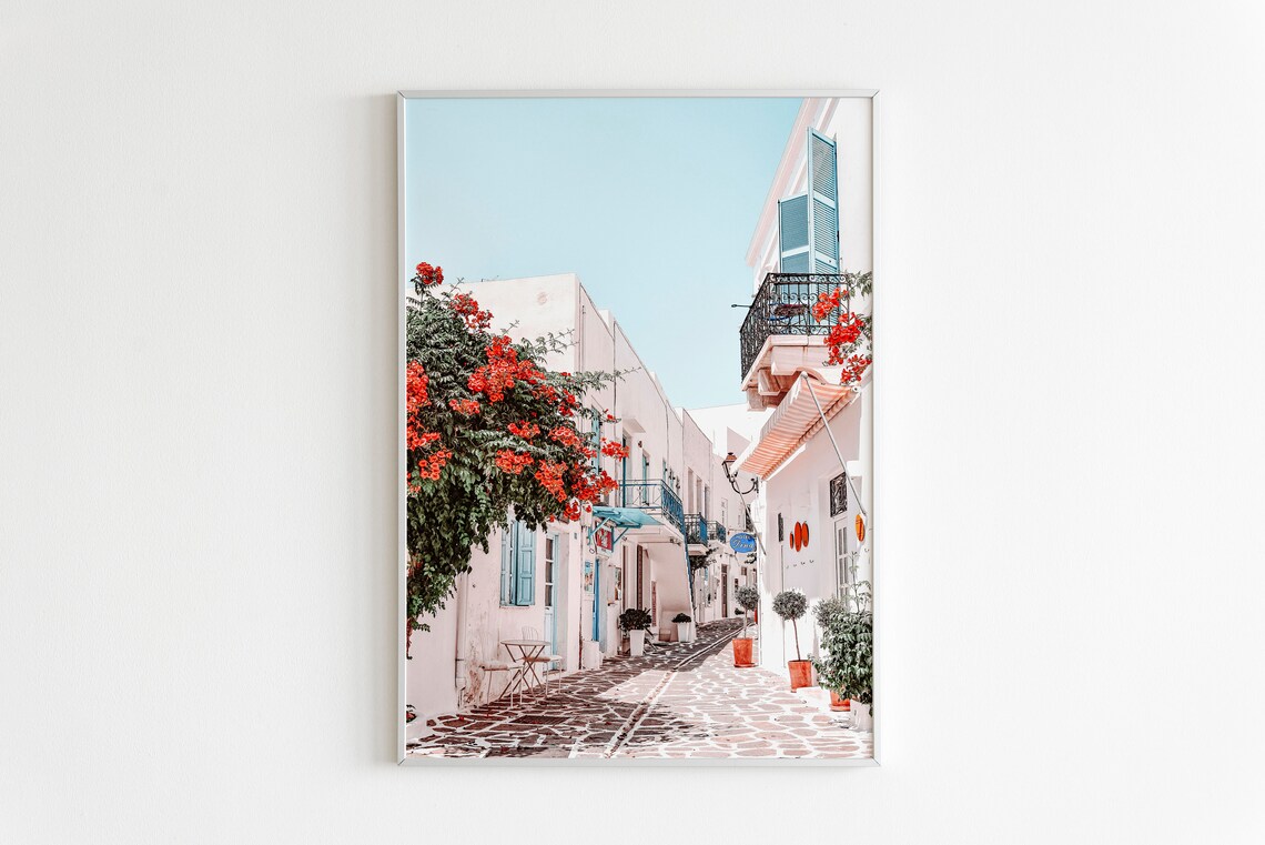 Paros Greece Travel Poster, Mediterranean Pastel Style - Image 2