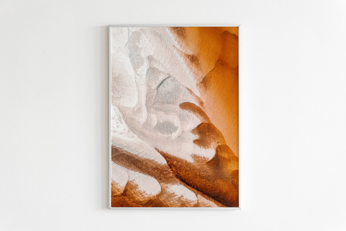 Warm Terracotta And Beige Textured Waves Abstract Wall Print - Image 2