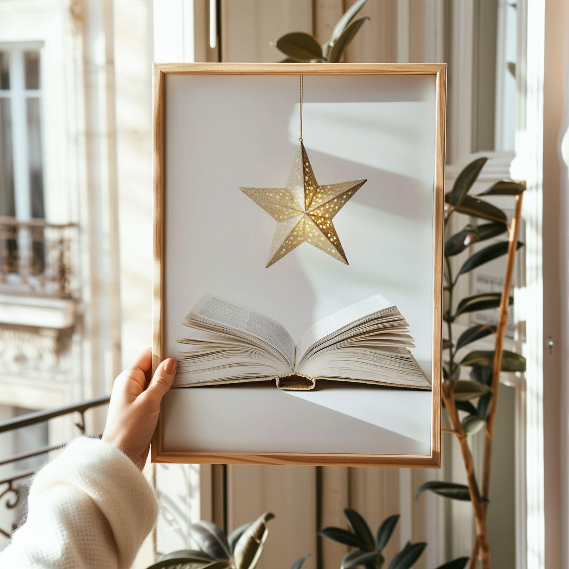 Gold Star Lantern Over Open Book Magical Reading Nook Poster - Image 3