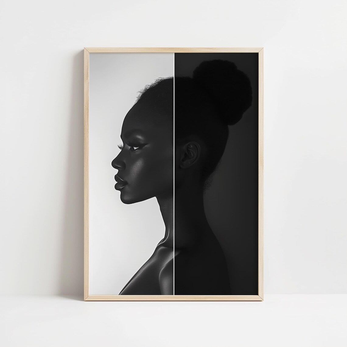 Black And White Woman Profile Afrocentric Portrait Art Poster - Image 8