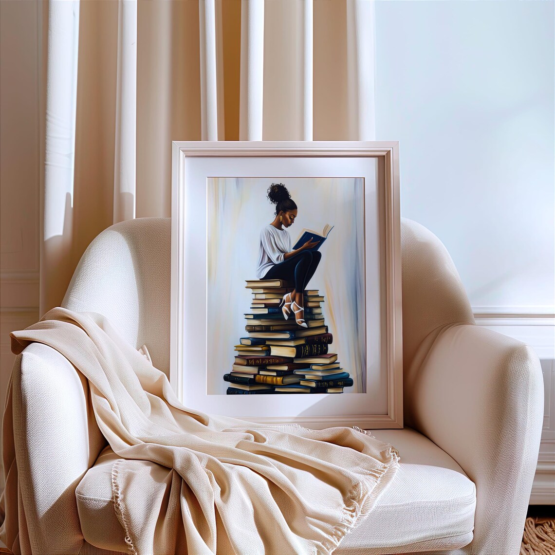 Black Girl Reading Art Print, Bookish Wall Decor - Image 2