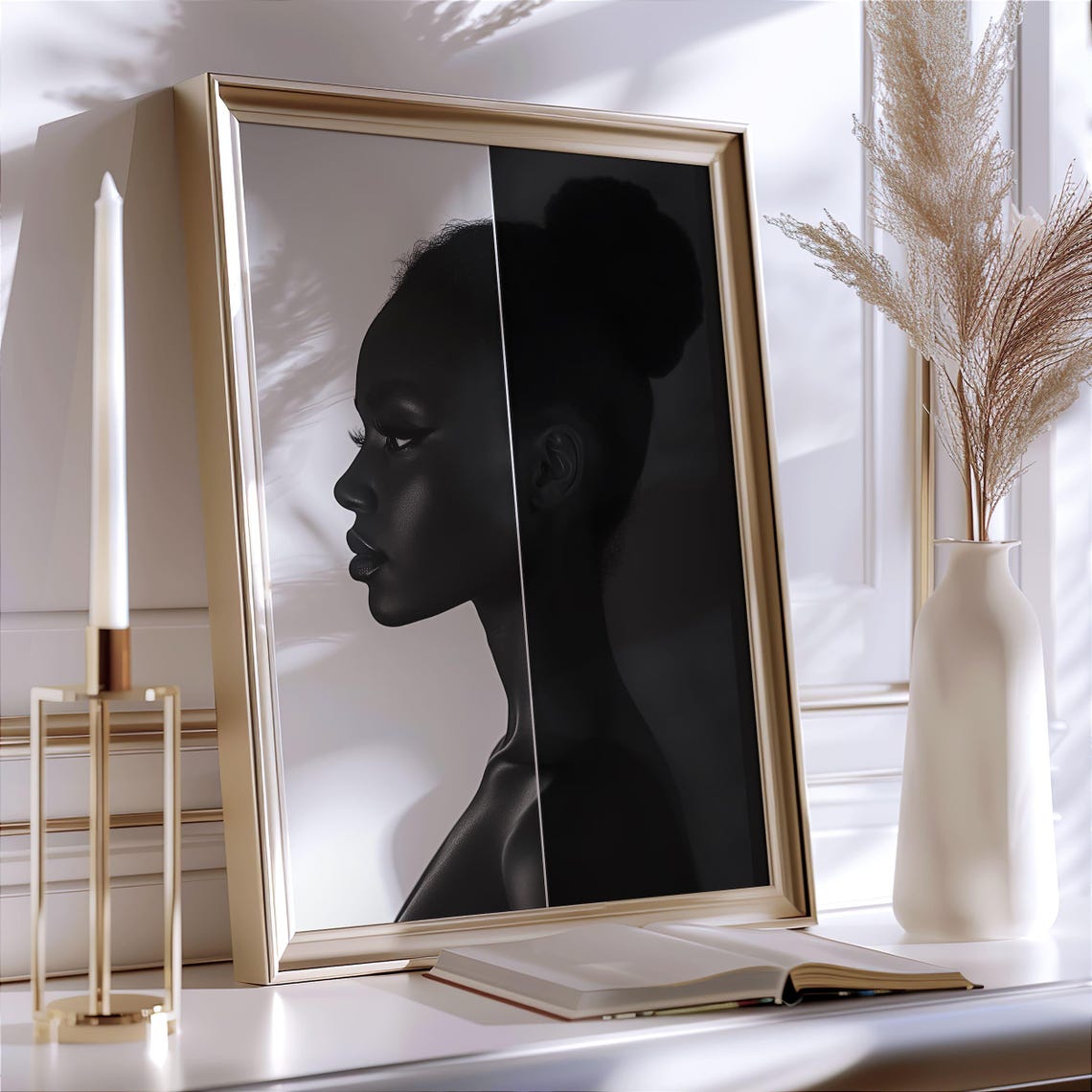 Black Woman Wall Art African American Art Print Minimalist Portrait Art Afrocentric Home Decor Black Girl Art Poster Feminine Printable - Image 3
