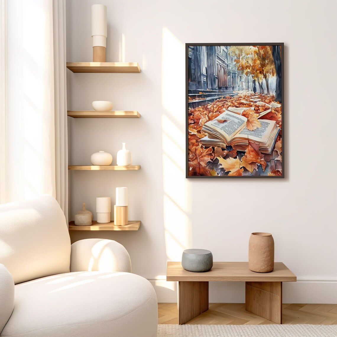 Autumn Book Lover Art Print, Watercolor Fall Decor - Image 8