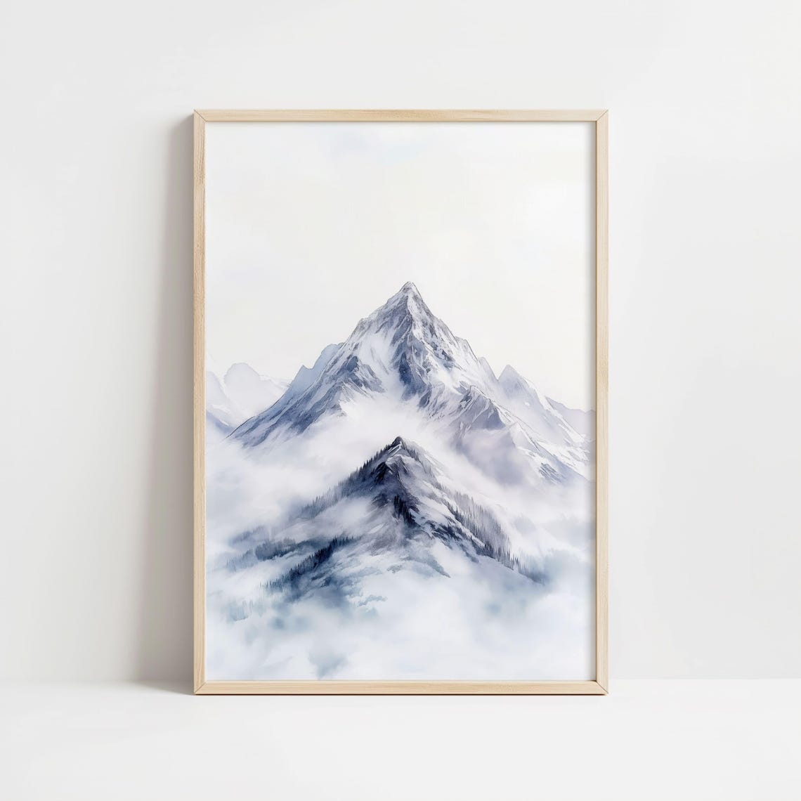 Minimalist Snowy Mountain Peak Dissolving into Soft Misty Fog Poster - Image 8
