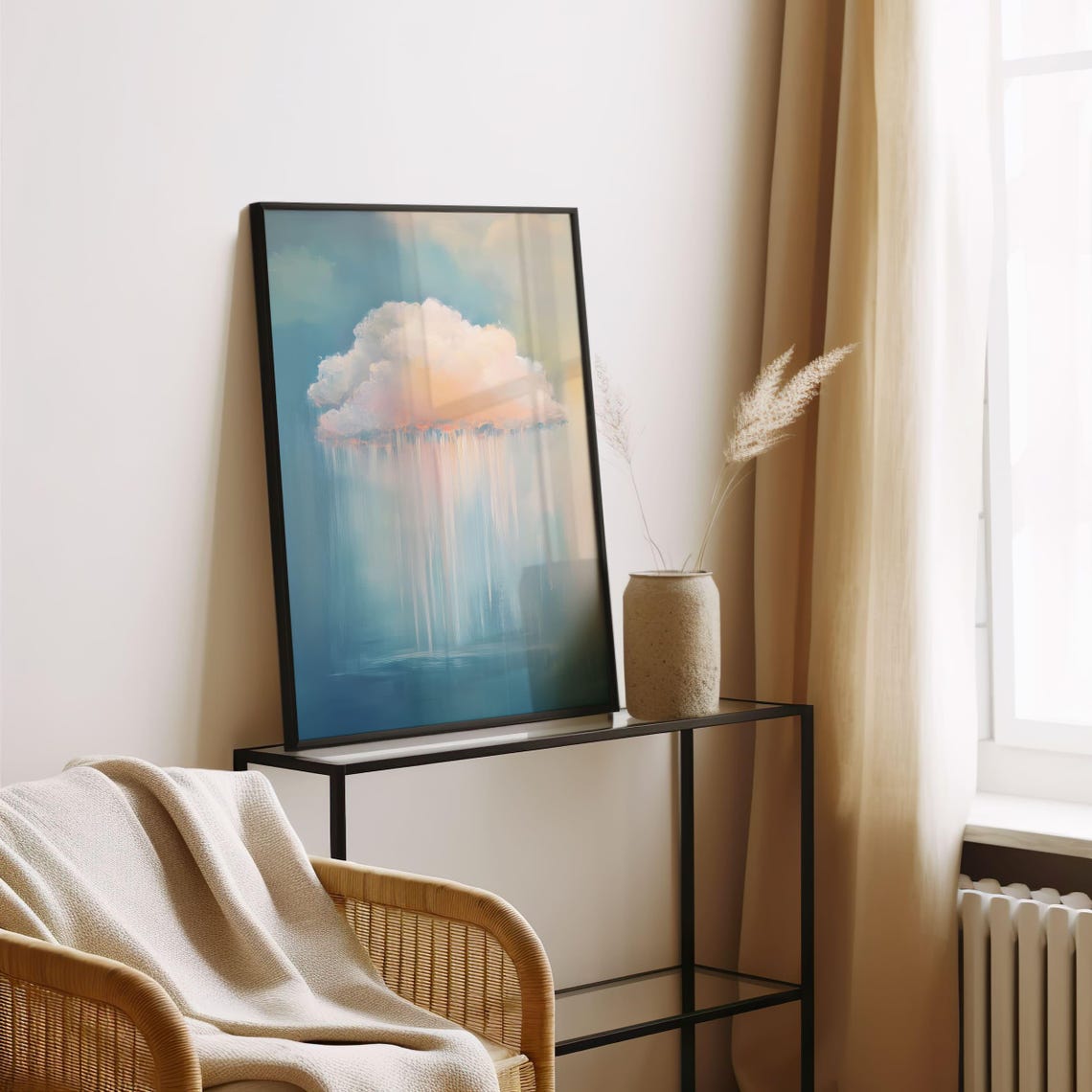 Dreamy Pastel Cloud Reflection Serene Blue Abstract Wall Art - Image 8