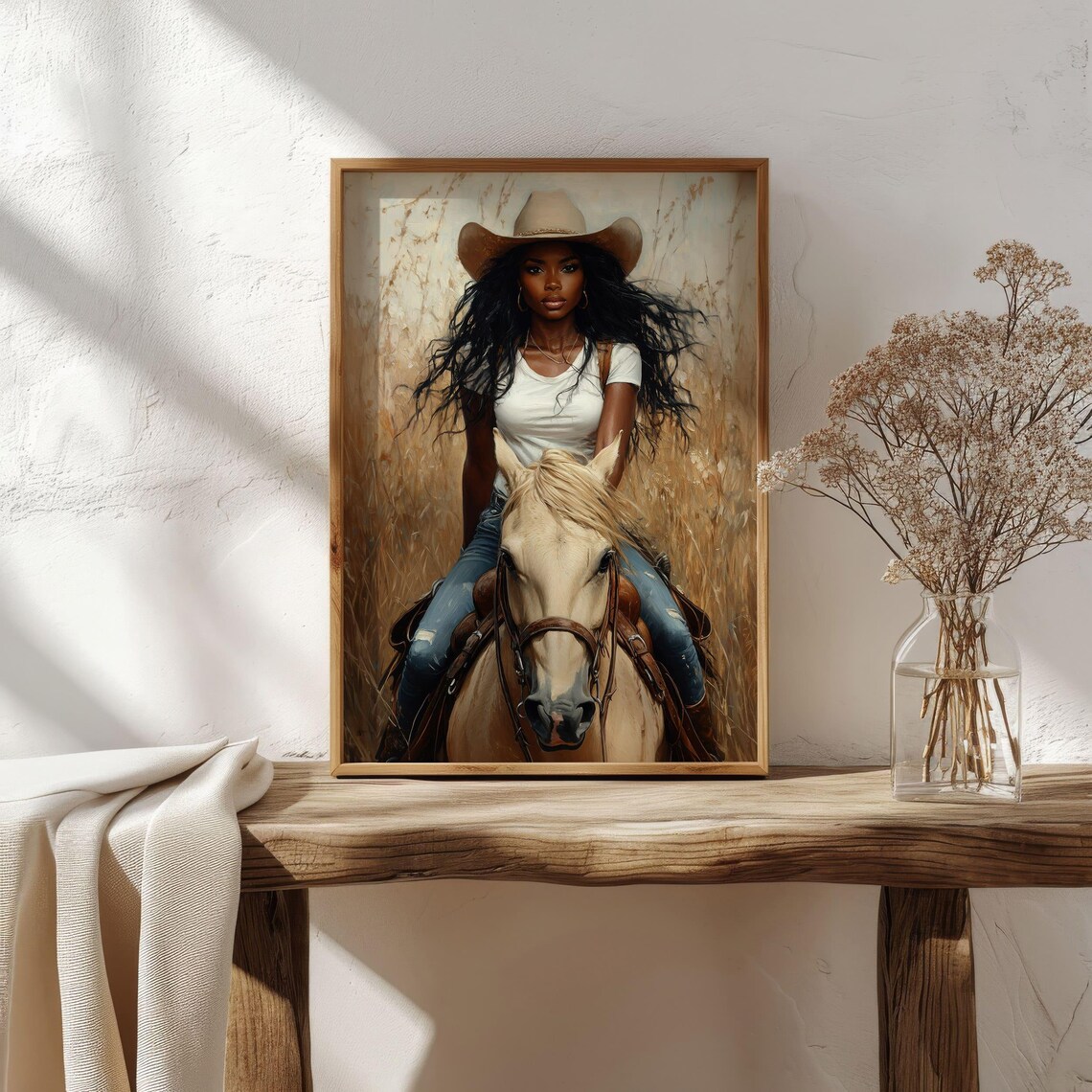 Black Cowgirl Art Print, Rustic Western Decor - Image 3