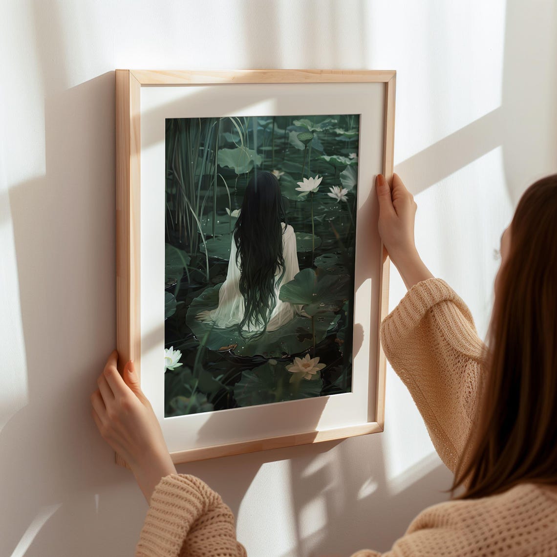 Water Maiden On Lily Pad Lotus Pond Ethereal Fantasy Art Poster - Image 8