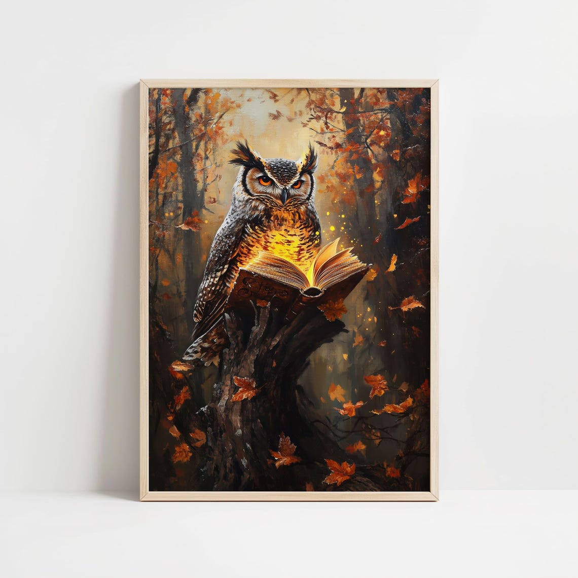 Mystical Owl With Glowing Book Autumn Forest Halloween Poster - Image 7