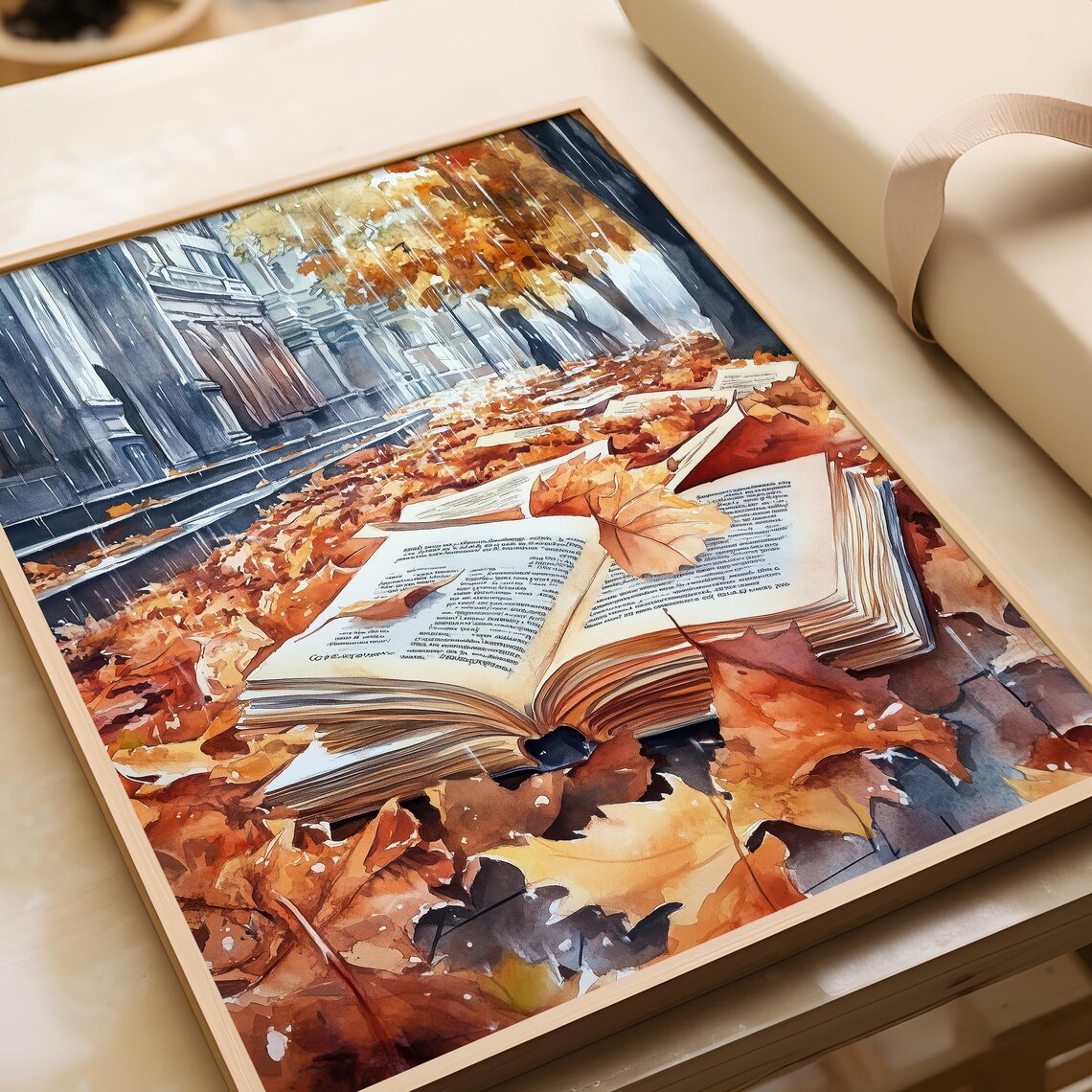 Autumn Book Lover Art Print, Watercolor Fall Decor - Image 6