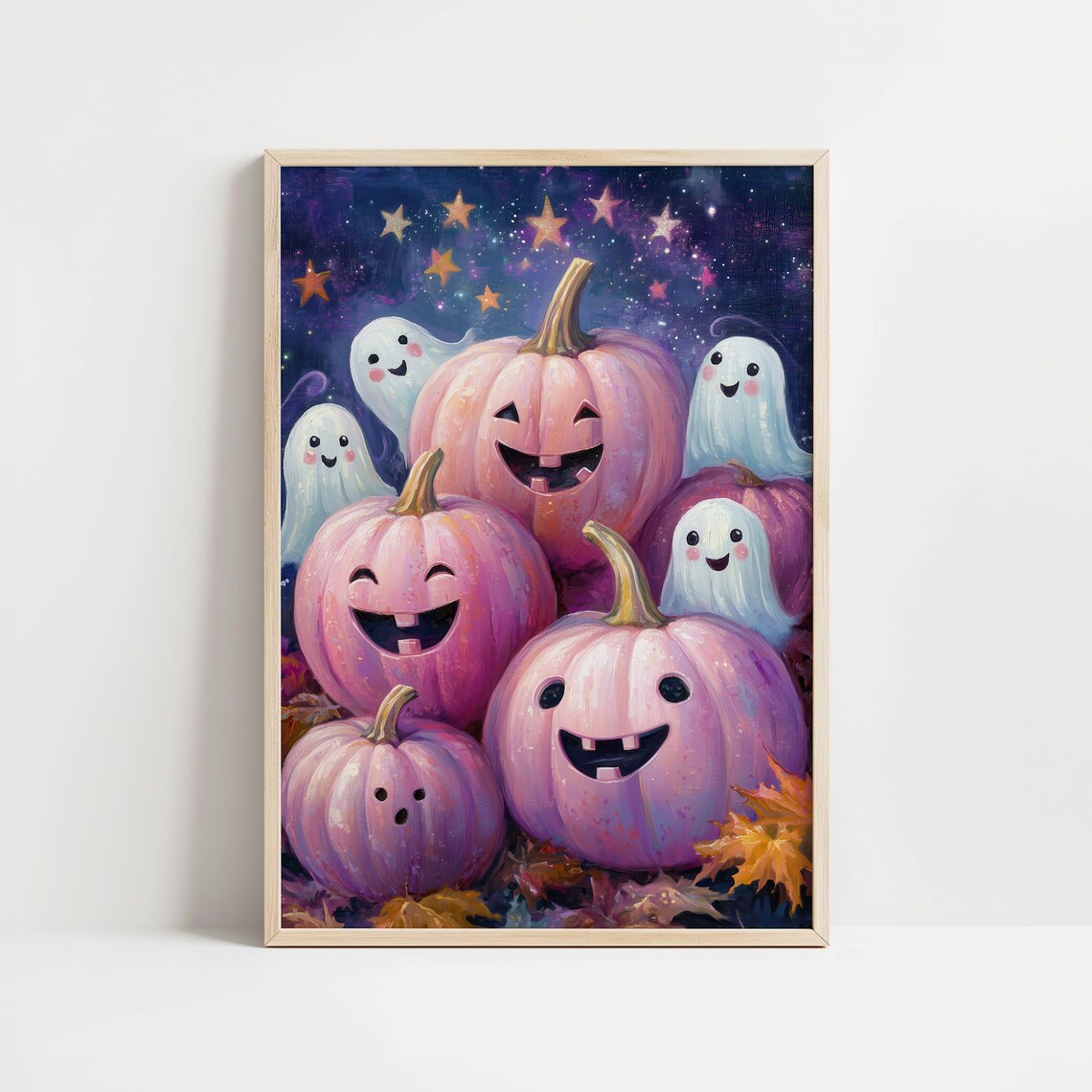 Halloween Ghost Art Print Pumpkin Wall Decor Cute Spooky Art Ghost And Pumpkin Halloween Print - Image 2