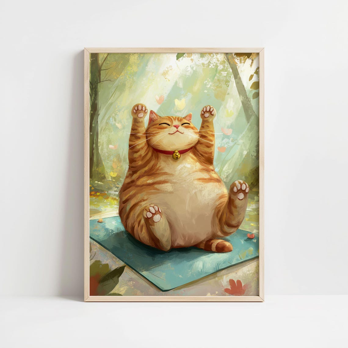 Chubby Orange Cat Yoga Stretch Cute Animal Art Funny Decor Poster - Image 8