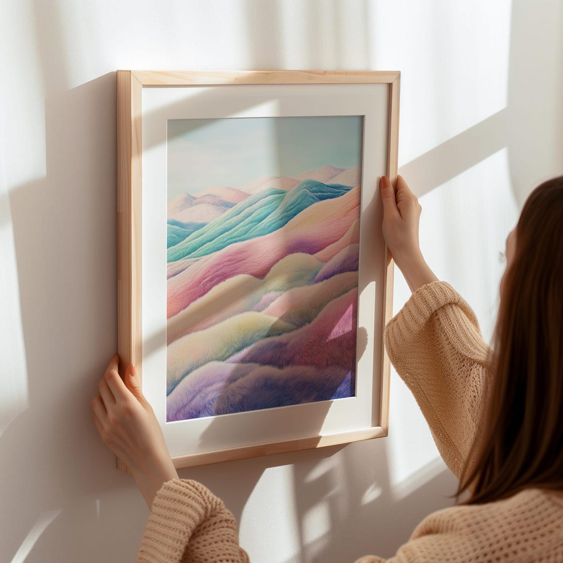 Pastel Rainbow Rolling Hills Dreamy Abstract Landscape Poster - Image 6