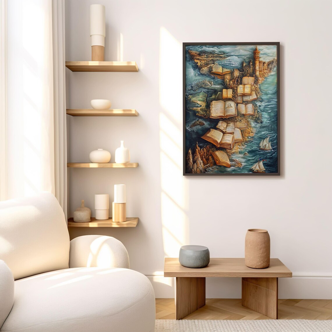 Book Lover Fantasy Map Art Print, Adventure Library Decor - Image 2