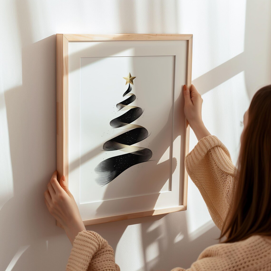 Minimalist Black and Gold Christmas Tree Star Modern Holiday Poster - Image 5