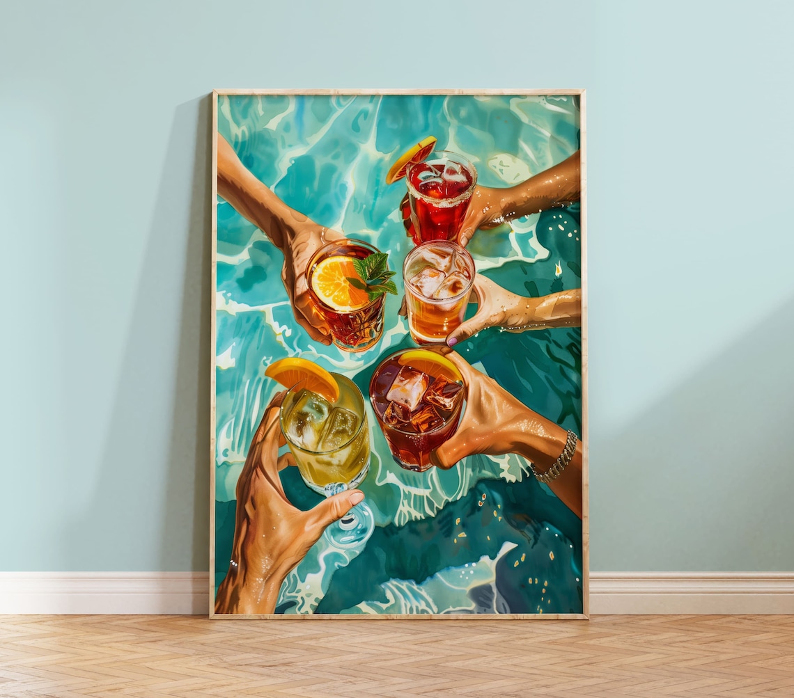 Poolside Cocktails Summer Drink Art Print