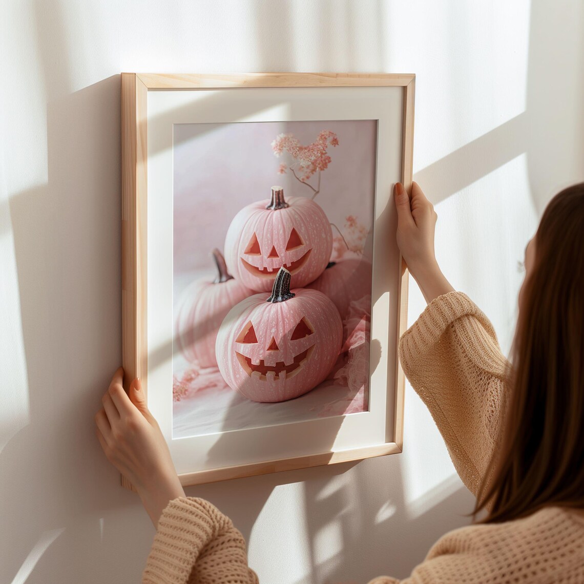 Pink Pumpkin Halloween Art Print Cute Jack O Lantern Decor Soft Pastel Fall Wall Art Whimsical Halloween Print - Image 7