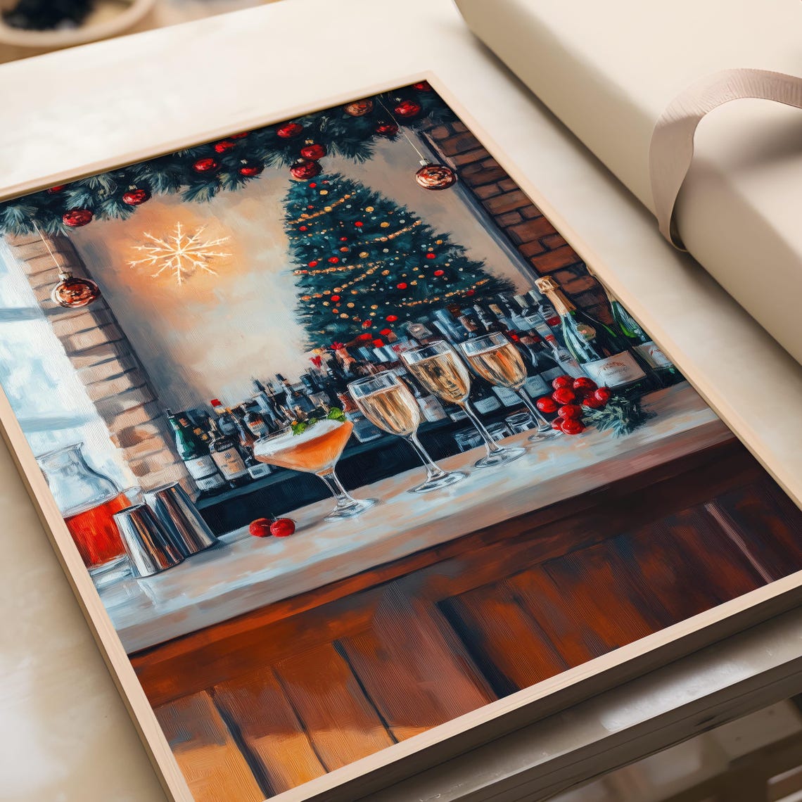 Christmas Cocktail Bar Champagne Winter Holiday Painting Poster - Image 3