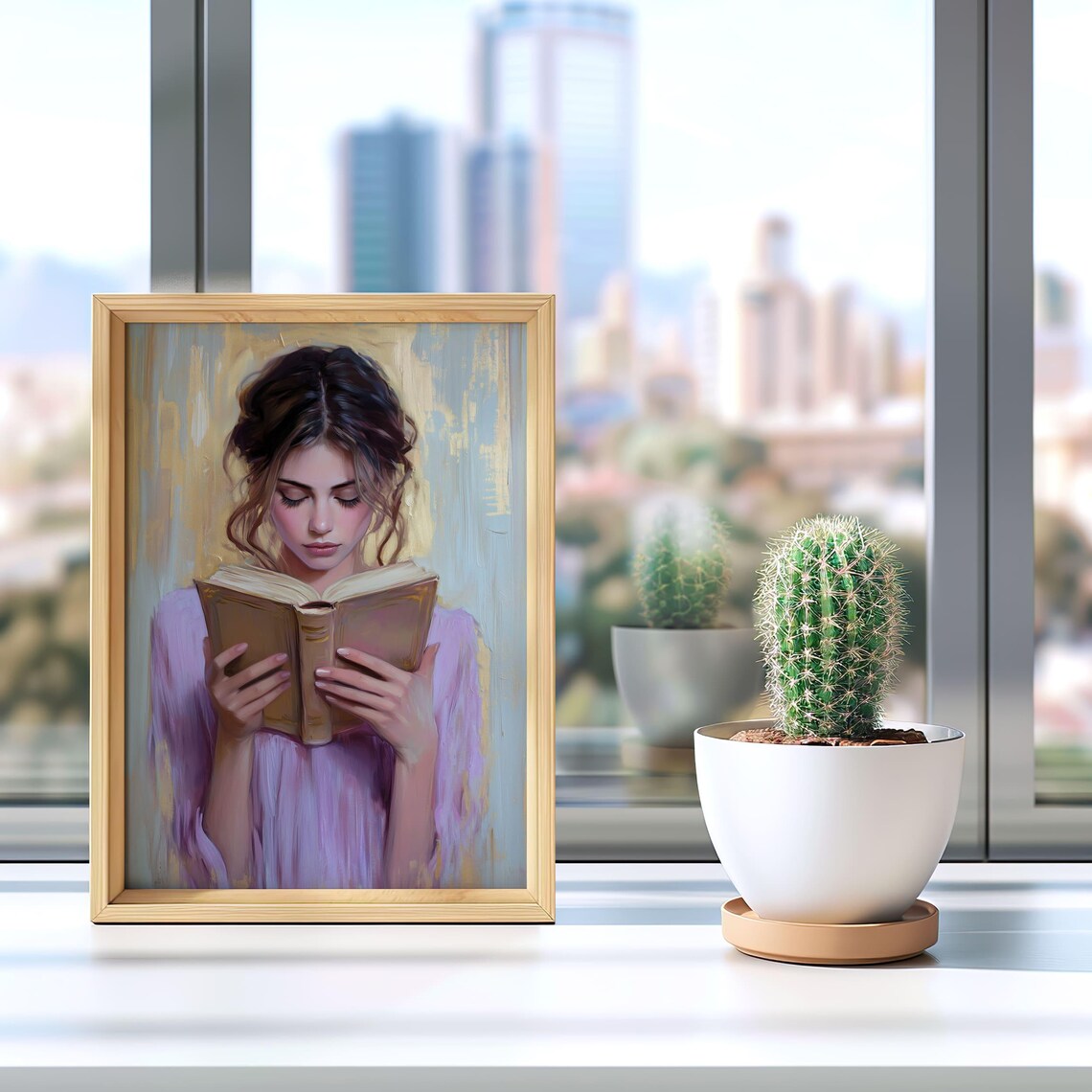 Young Woman Reading Book Painterly Oil Style Book Lover Poster - Image 5