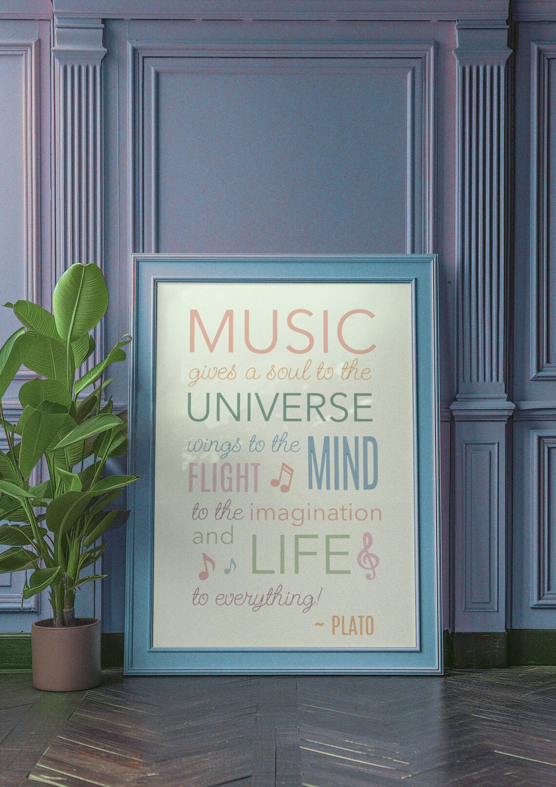 Plato Music Gives Soul To The Universe Pastel Typography Quote Poster - Image 4