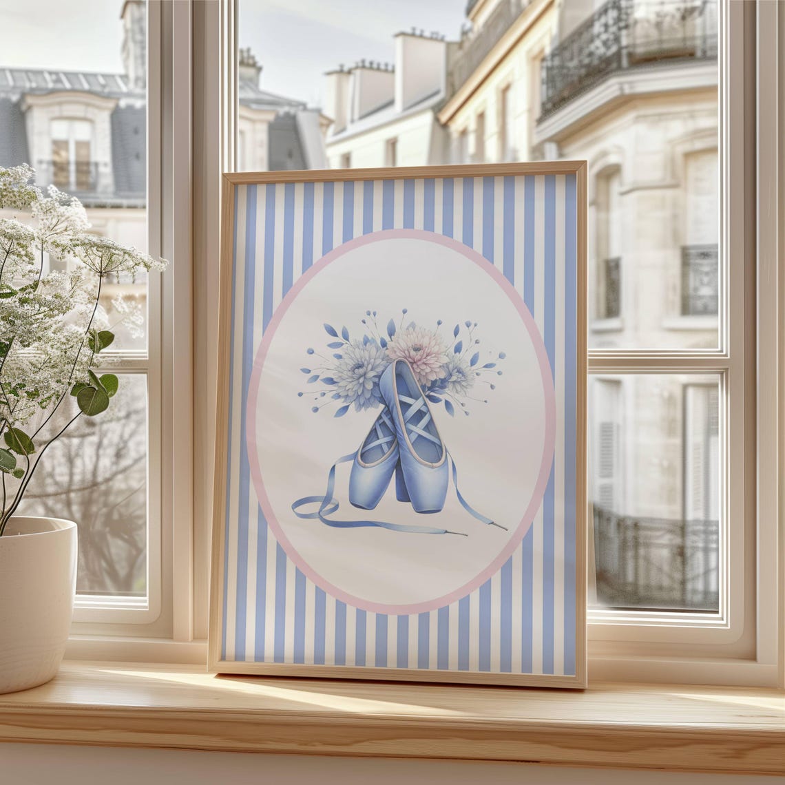 Blue Pointe Shoes With Flowers Nursery Ballerina Art Decor Poster - Image 4