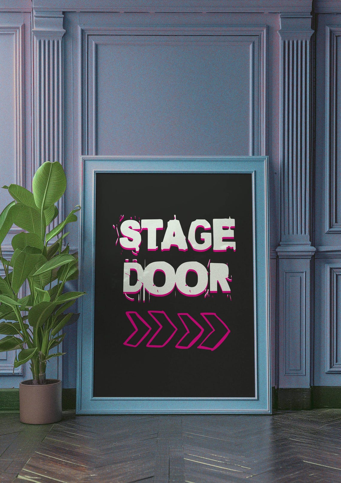 Stage Door Arrow Sign Black Hot Pink Backstage Theatre Lover Poster - Image 2