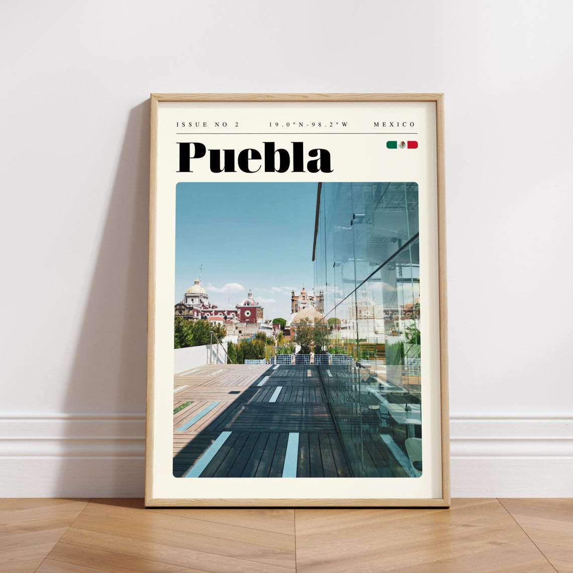 Puebla Mexico Rooftop View With Historic Church Domes Poster - Image 3