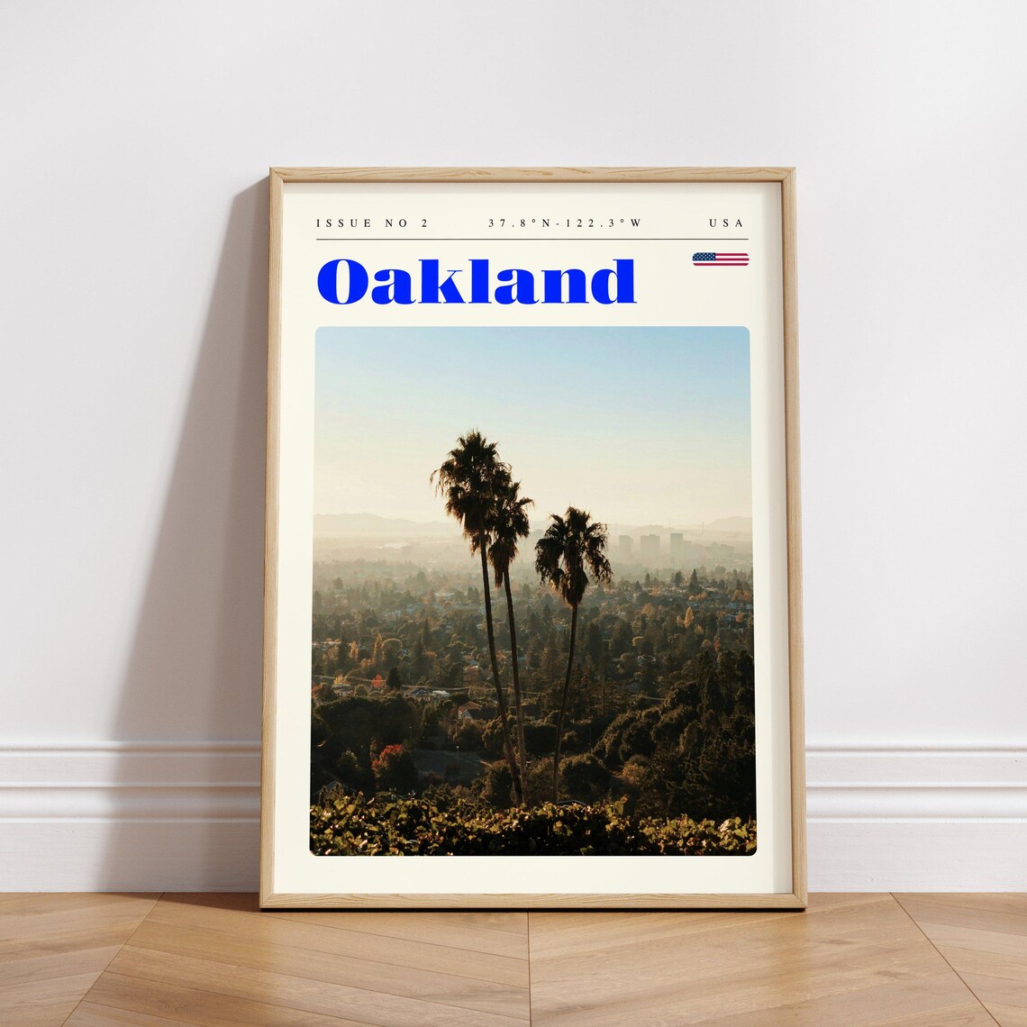 Oakland California Palm Trees City Hillside Sunset Travel Poster - Image 3