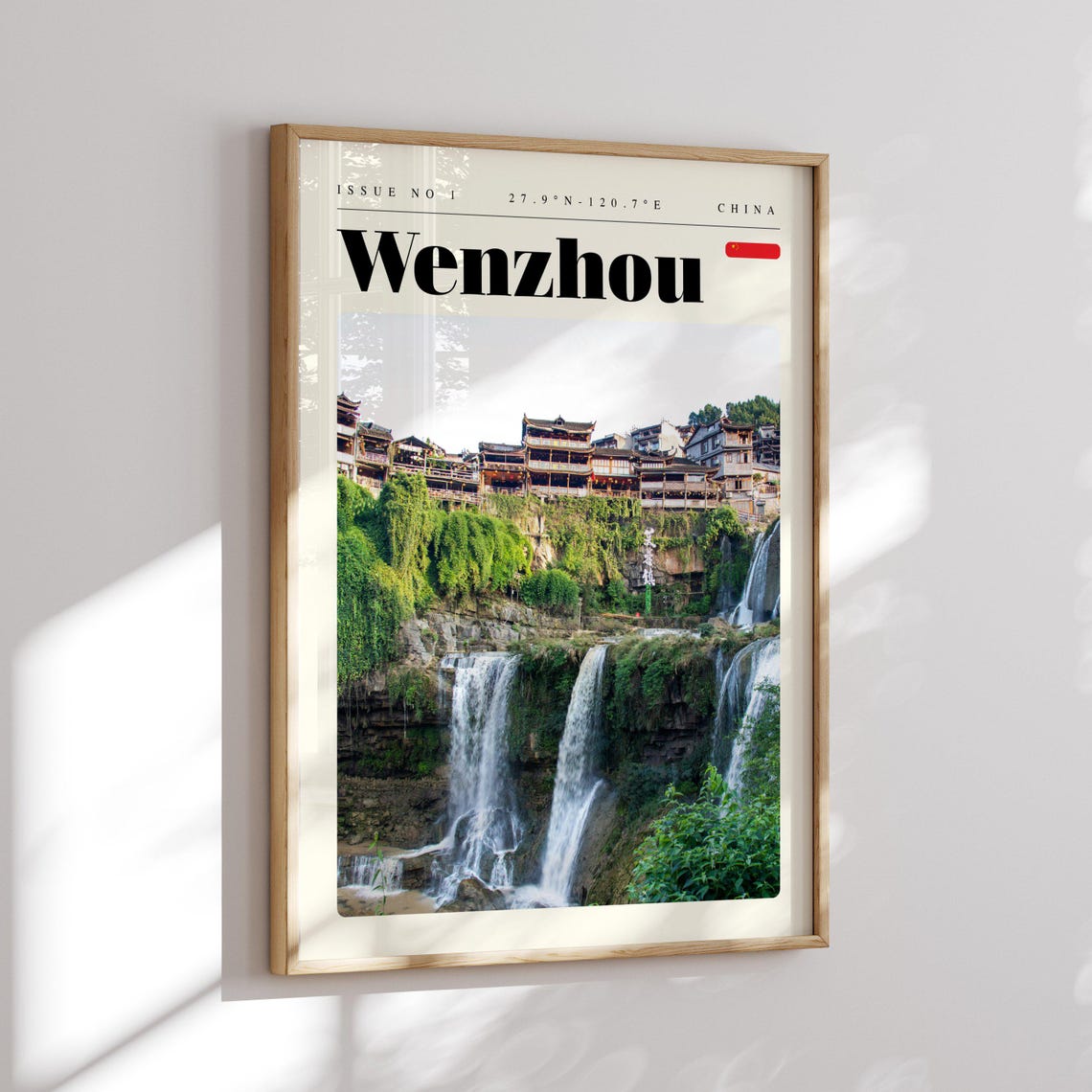 Wenzhou China Waterfall Cliffs Ancient Town Photography Poster - Image 2