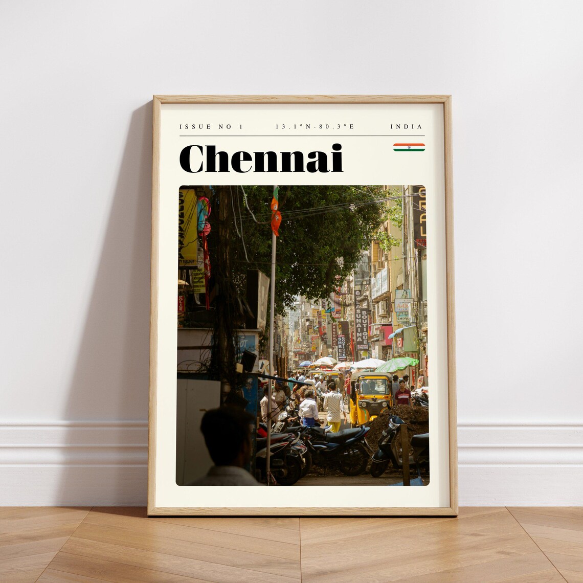 Chennai Busy Indian Street Scene Vintage India Travel Poster - Image 3