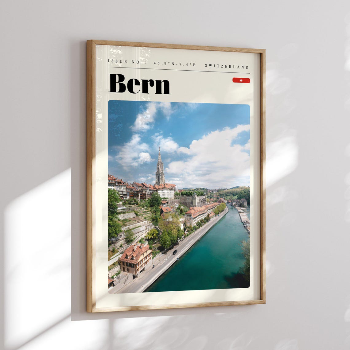 Bern Switzerland Aare River Old Town Rooftops Scenic Alpine Poster - Image 2