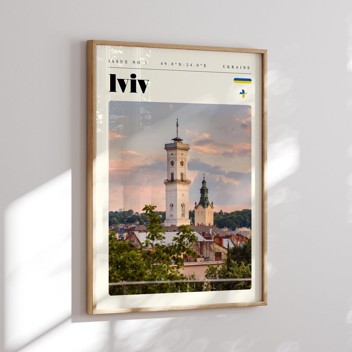 Lviv Ukraine Old Town Clock Towers Sunset Skyline Travel Poster - Image 2