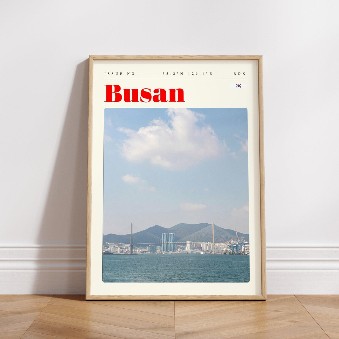 Busan South Korea Harbor Skyline Bridge Seaside Travel Poster - Image 3