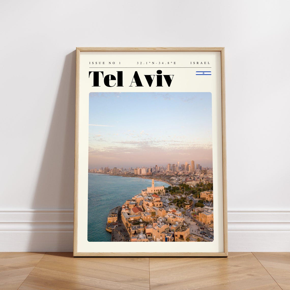 Tel Aviv Israel Vintage Travel Poster With Jaffa Coastline View - Image 3