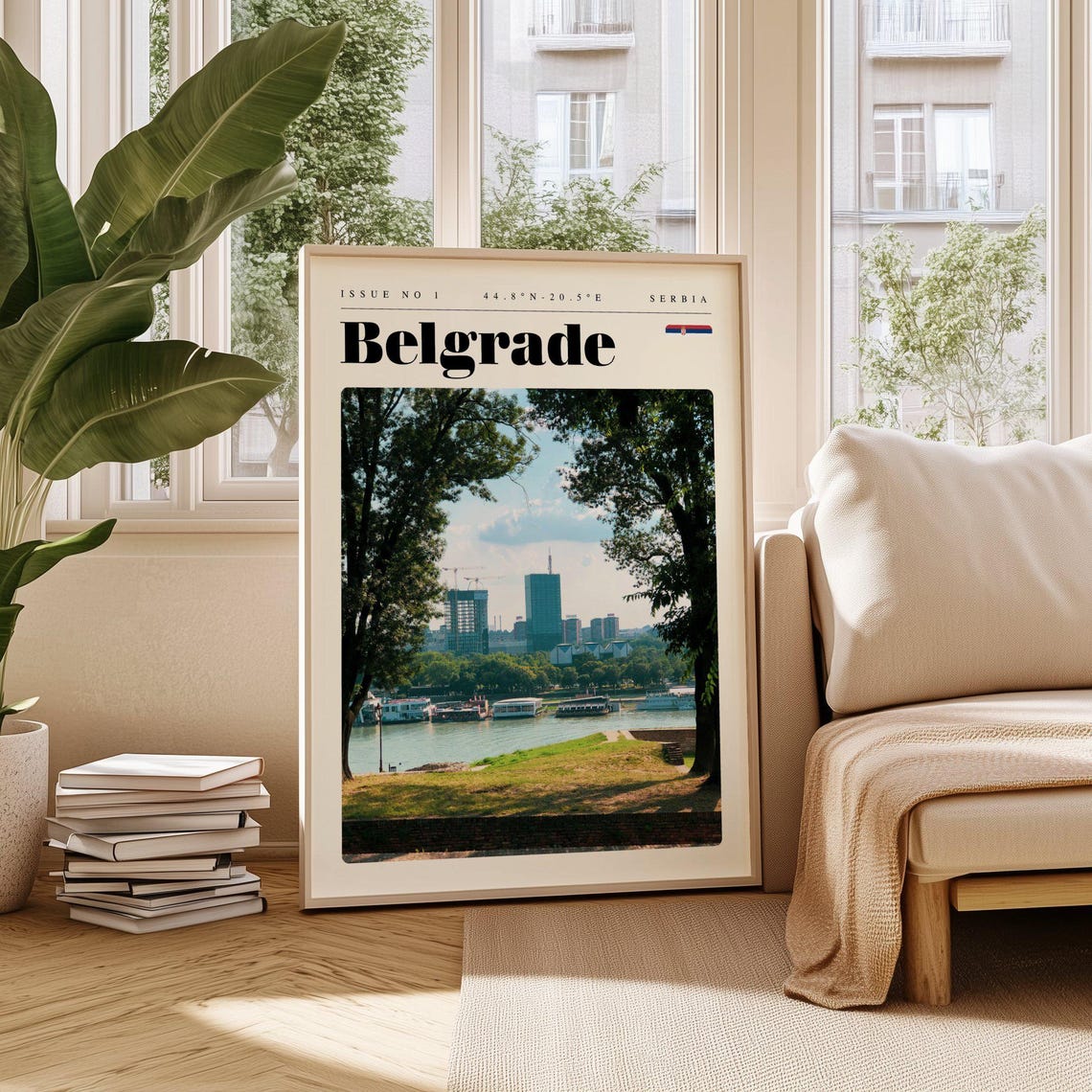 Belgrade Riverside Skyline Serbia Issue 1 Retro Travel Poster