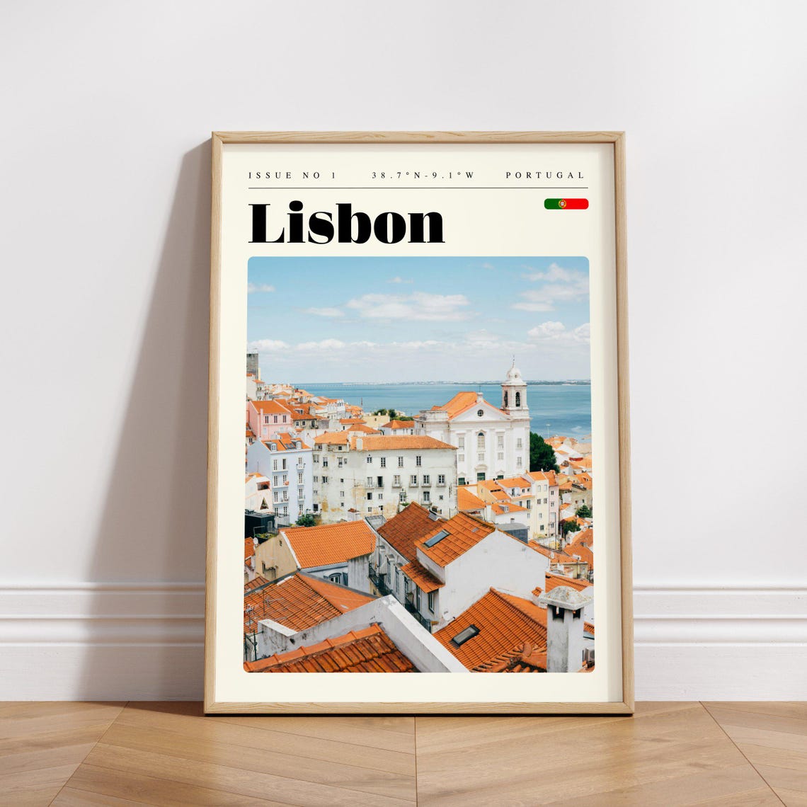 Lisbon Portugal Old Town Rooftops Tagus River View Travel Poster - Image 3