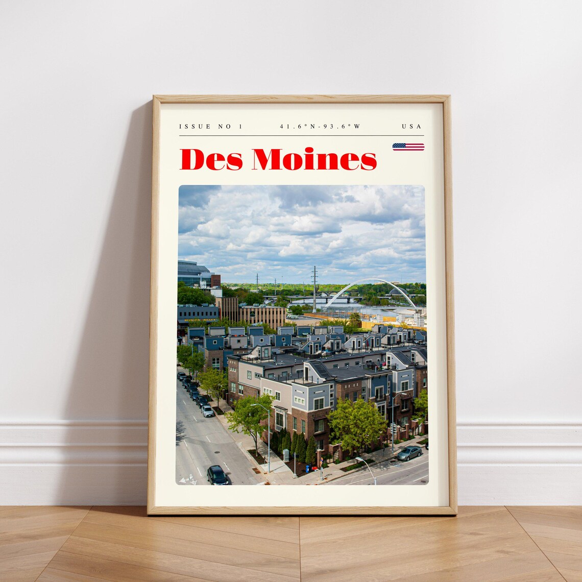 Des Moines USA City Streets Blue Sky Summer Day Travel Poster - Image 3
