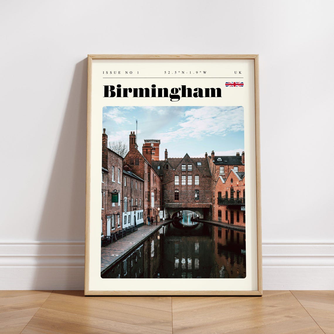 Birmingham UK Brick Canal Quarter Waterside Reflection Poster - Image 3