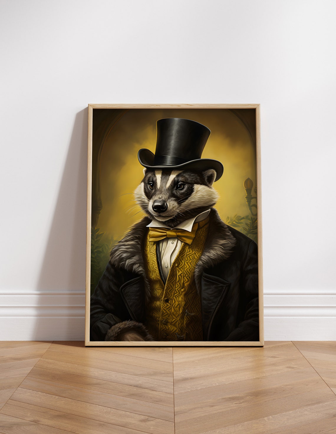 Dapper Badger Portrait Top Hat Hufflepuff Emblem Wizard Poster